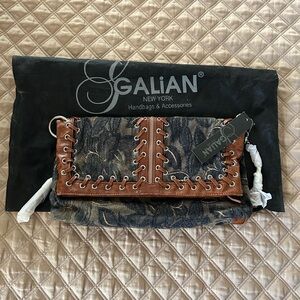 Galian New York Flowered Vegan Clutch/ Shoulder/ Crossbody Hand Bag
